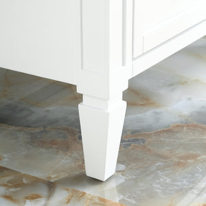 1916-36-01  36" Matt White Bathroom Vanity Cabinet Set Marble Top and Sink