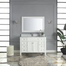 1916-48-01 48" Matt White Bathroom Vanity Cabinet Set Marble Top and Sink