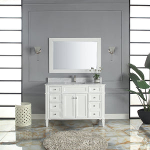 1916-48-01 48" Matt White Bathroom Vanity Cabinet Set Marble Top and Sink