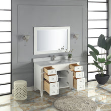 1916-48-01 48" Matt White Bathroom Vanity Cabinet Set Marble Top and Sink