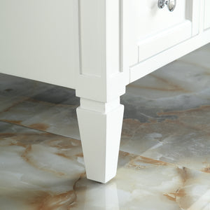 1916-48-01 48" Matt White Bathroom Vanity Cabinet Set Marble Top and Sink