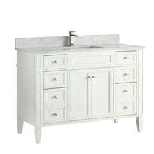 1916-48-01 48" Matt White Bathroom Vanity Cabinet Set Marble Top and Sink