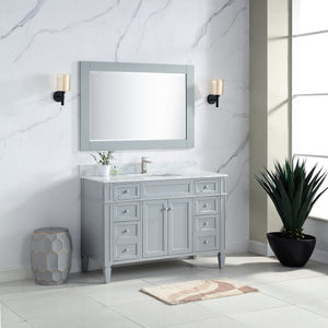 1916-48-03 48" Light Grey Bathroom Vanity Cabinet Set Marble Top and Sink