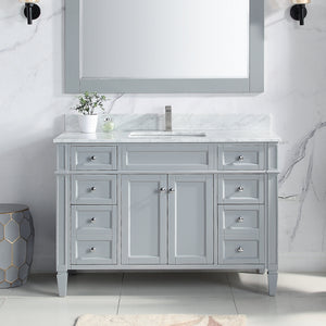 1916-48-03 48" Light Grey Bathroom Vanity Cabinet Set Marble Top and Sink