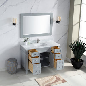 1916-48-03 48" Light Grey Bathroom Vanity Cabinet Set Marble Top and Sink