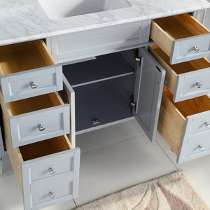 1916-48-03 48" Light Grey Bathroom Vanity Cabinet Set Marble Top and Sink