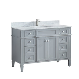 1916-48-03 48" Light Grey Bathroom Vanity Cabinet Set Marble Top and Sink