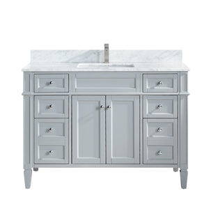1916-48-03 48" Light Grey Bathroom Vanity Cabinet Set Marble Top and Sink
