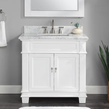 1917-36-01  36" Matt White Bathroom Vanity Cabinet Set Marble Top and Sink