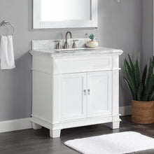 1917-36-01  36" Matt White Bathroom Vanity Cabinet Set Marble Top and Sink