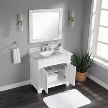 1917-36-01  36" Matt White Bathroom Vanity Cabinet Set Marble Top and Sink