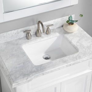 1917-36-01  36" Matt White Bathroom Vanity Cabinet Set Marble Top and Sink