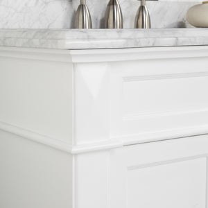 1917-36-01  36" Matt White Bathroom Vanity Cabinet Set Marble Top and Sink