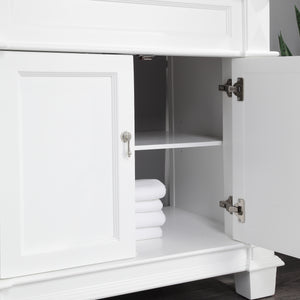 1917-36-01  36" Matt White Bathroom Vanity Cabinet Set Marble Top and Sink