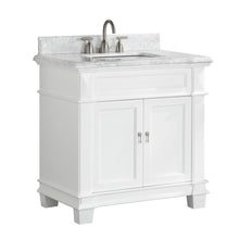1917-36-01  36" Matt White Bathroom Vanity Cabinet Set Marble Top and Sink