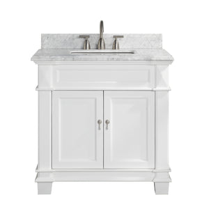 1917-36-01  36" Matt White Bathroom Vanity Cabinet Set Marble Top and Sink