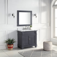 1917-36-02  36" Charcoal Grey Bathroom Vanity Cabinet Set Marble Top and Sink