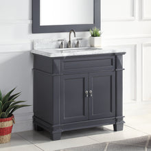 1917-36-02  36" Charcoal Grey Bathroom Vanity Cabinet Set Marble Top and Sink