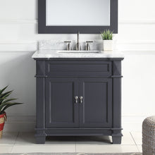 1917-36-02  36" Charcoal Grey Bathroom Vanity Cabinet Set Marble Top and Sink