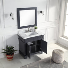 1917-36-02  36" Charcoal Grey Bathroom Vanity Cabinet Set Marble Top and Sink
