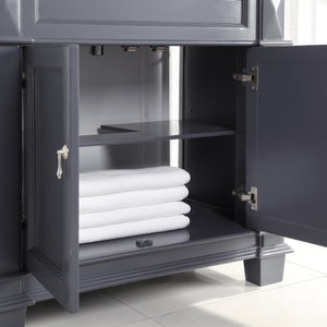 1917-36-02  36" Charcoal Grey Bathroom Vanity Cabinet Set Marble Top and Sink