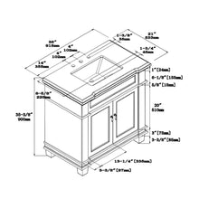 1917-36-02  36" Charcoal Grey Bathroom Vanity Cabinet Set Marble Top and Sink