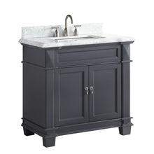 1917-36-02  36" Charcoal Grey Bathroom Vanity Cabinet Set Marble Top and Sink