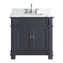 1917-36-02  36" Charcoal Grey Bathroom Vanity Cabinet Set Marble Top and Sink