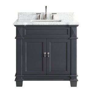 1917-36-02  36" Charcoal Grey Bathroom Vanity Cabinet Set Marble Top and Sink