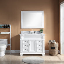 1917-42-01  42" Matt White Bathroom Vanity Cabinet Set Marble Top and Sink