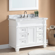 1917-42-01  42" Matt White Bathroom Vanity Cabinet Set Marble Top and Sink