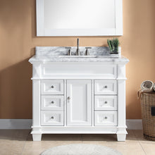1917-42-01  42" Matt White Bathroom Vanity Cabinet Set Marble Top and Sink