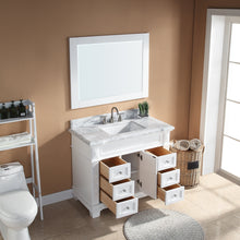 1917-42-01  42" Matt White Bathroom Vanity Cabinet Set Marble Top and Sink