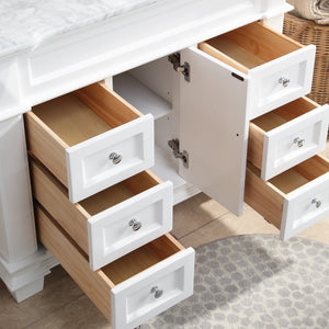 1917-42-01  42" Matt White Bathroom Vanity Cabinet Set Marble Top and Sink