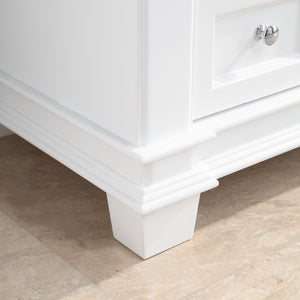 1917-42-01  42" Matt White Bathroom Vanity Cabinet Set Marble Top and Sink