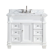 1917-42-01  42" Matt White Bathroom Vanity Cabinet Set Marble Top and Sink