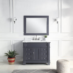 1917-42-02  42" Charcoal Grey Bathroom Vanity Cabinet Set Marble Top and Sink