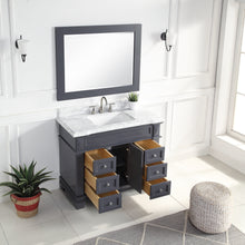 1917-42-02  42" Charcoal Grey Bathroom Vanity Cabinet Set Marble Top and Sink