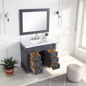1917-42-02  42" Charcoal Grey Bathroom Vanity Cabinet Set Marble Top and Sink