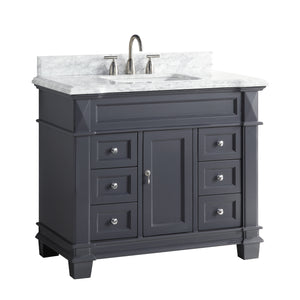 1917-42-02  42" Charcoal Grey Bathroom Vanity Cabinet Set Marble Top and Sink