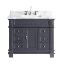 1917-42-02  42" Charcoal Grey Bathroom Vanity Cabinet Set Marble Top and Sink