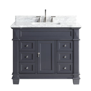 1917-42-02  42" Charcoal Grey Bathroom Vanity Cabinet Set Marble Top and Sink