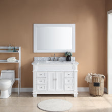 1917-48-01 48" Matt White Bathroom Vanity Cabinet Set Marble Top and Sink