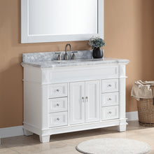 1917-48-01 48" Matt White Bathroom Vanity Cabinet Set Marble Top and Sink