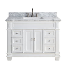 1917-48-01 48" Matt White Bathroom Vanity Cabinet Set Marble Top and Sink