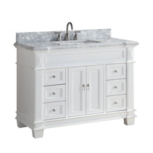1917-48-01 48" Matt White Bathroom Vanity Cabinet Set Marble Top and Sink