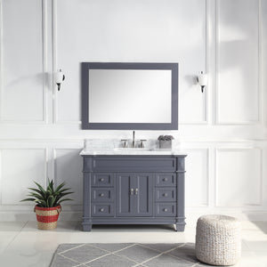 1917-48-02 48" Charcoal Grey Bathroom Vanity Cabinet Set Marble Top and Sink