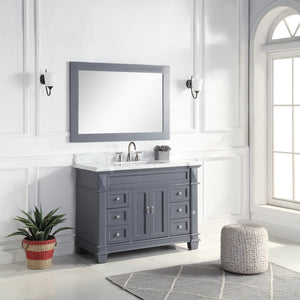 1917-48-02 48" Charcoal Grey Bathroom Vanity Cabinet Set Marble Top and Sink