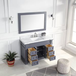 1917-48-02 48" Charcoal Grey Bathroom Vanity Cabinet Set Marble Top and Sink