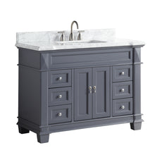 1917-48-02 48" Charcoal Grey Bathroom Vanity Cabinet Set Marble Top and Sink